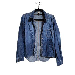 Mossimo Supply Co. Womens Denim Button-Up Shirt L/G Lightweight Casual Blue Top